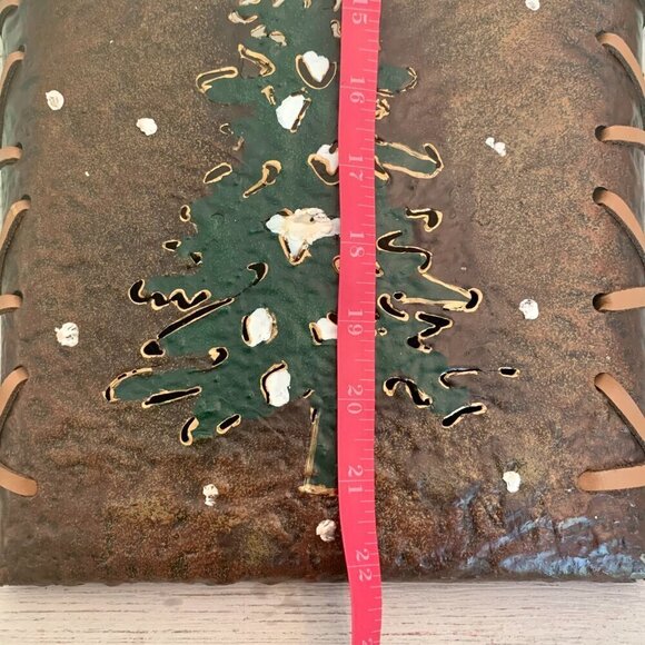 Vintage Rustic Christmas Metal Wall Door Hanging Basket XMAS Tree Snow Leather - Picture 16 of 16